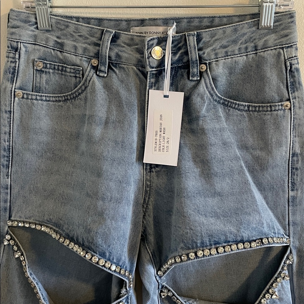 Torn By Ronny Kobo Mariah Jeans Size 26 Taylor Swift Rhinestone Light Wash NWT - Picture 5 of 13